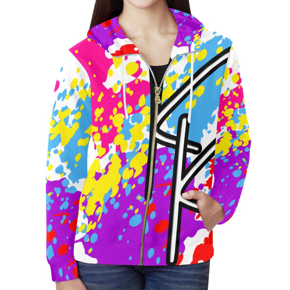 All Over Print Full Zip Hoodie for Women