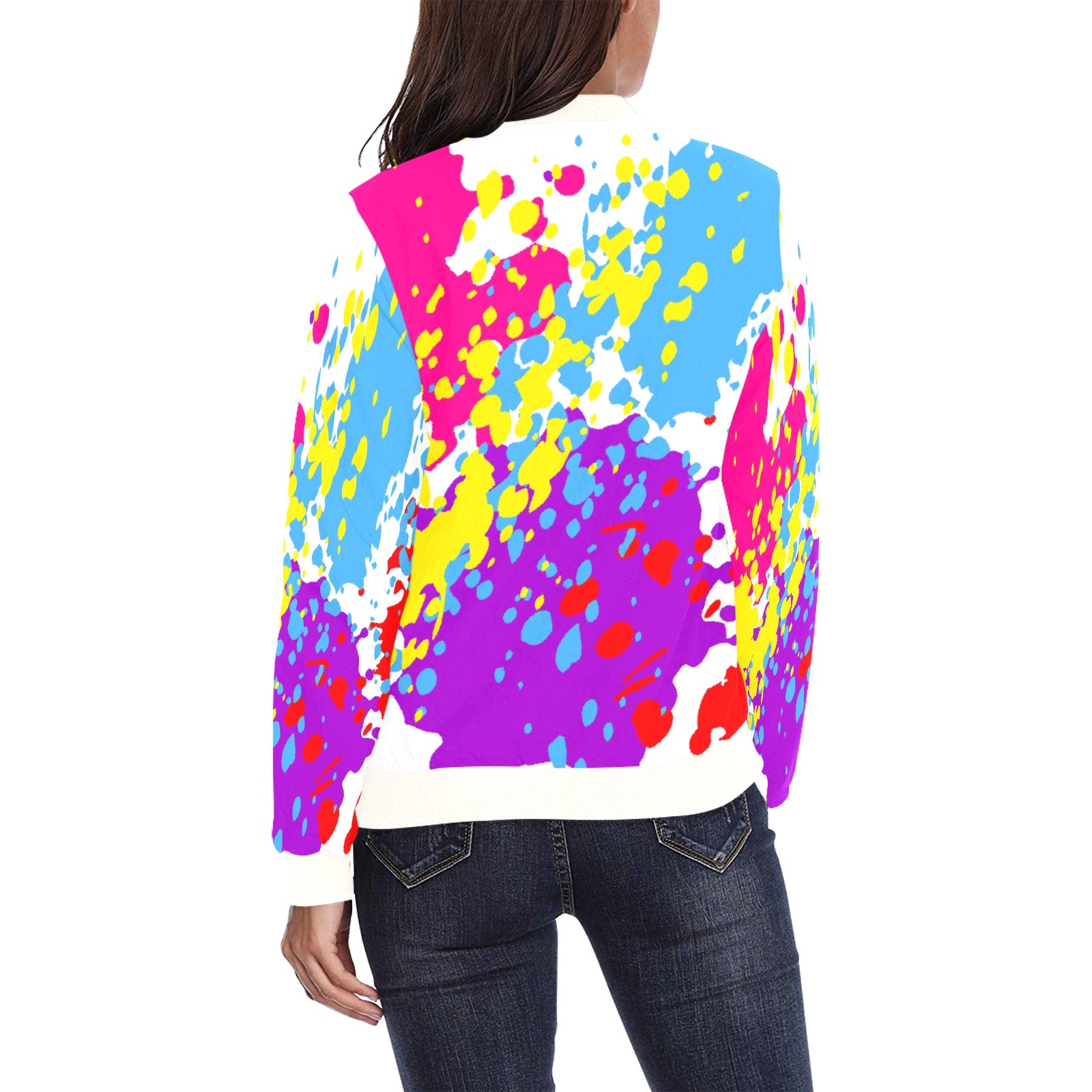 All Over Print Bomber Jacket for Women